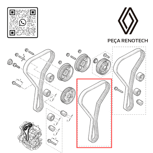 8200098343 CORREIA DENTADA - MOTOR 2.0 16V F4R _  RN 098343 - I -4-